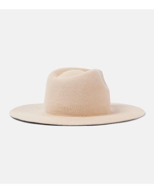 Ruslan Baginskiy Natural Embellished Shearling Fedora