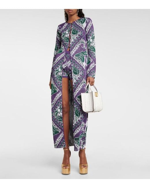 Valentino Blue High-Rise Printed Shorts