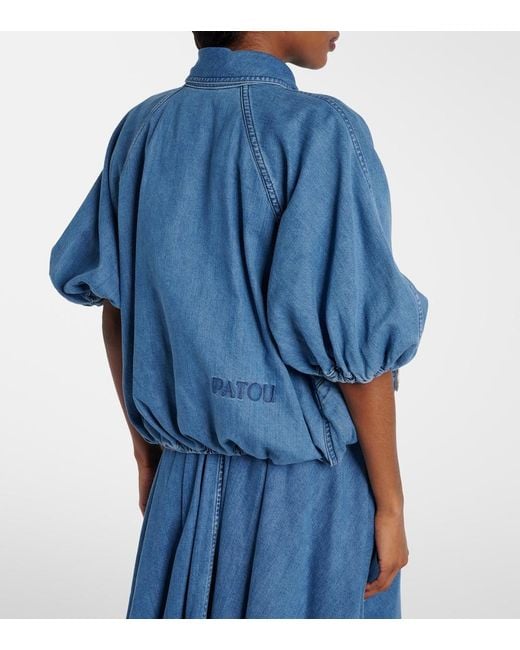 Patou Blue Tie-Neck Denim Jacket