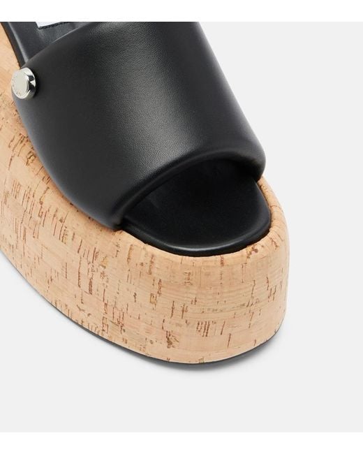The Attico Black Mochi Leather Platform Slides