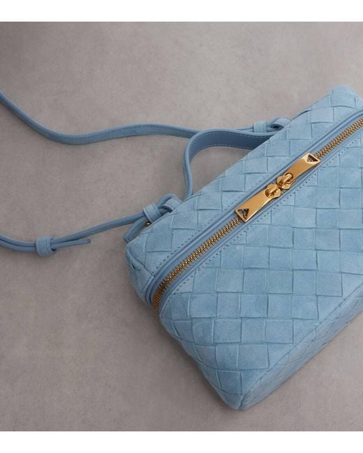 Bottega Veneta Blue Bang Bang Intrecciato Suede Vanity Bag
