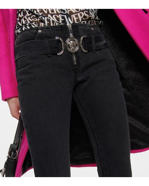 Versace Black Belted Low-rise Flared Jeans