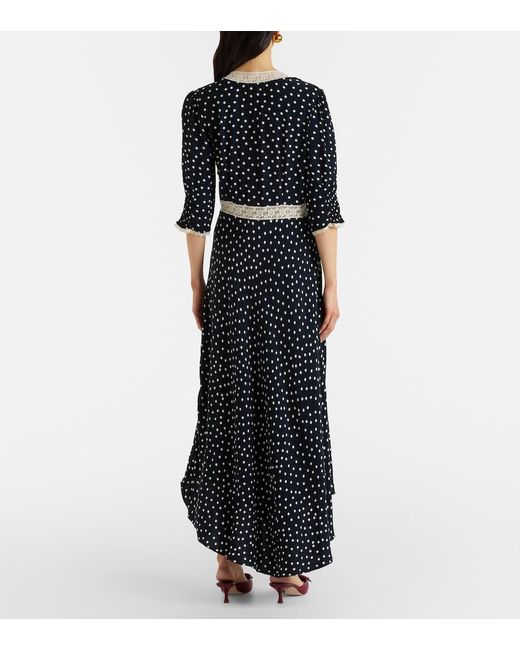 Rixo Black Amina Polka-Dot Crepe Midi Dress