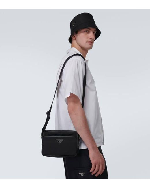 Prada Messenger Bag aus Re-Nylon und Leder in Black für Herren