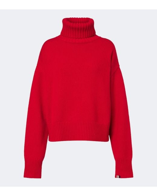 Extreme Cashmere Red N°434 Crop Xtra Cashmere Turtleneck Sweater