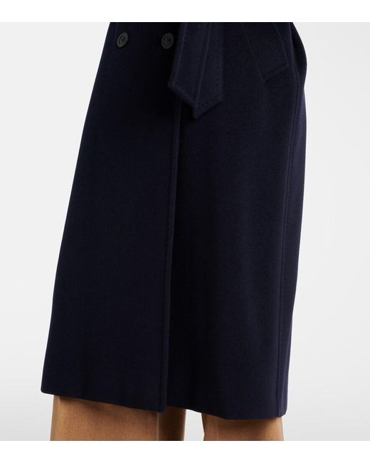 Max Mara Blue Madame Wool And Cashmere Wrap Coat