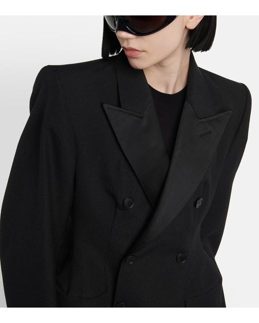 Balenciaga Black Hourglass Double-Breasted Wool Blazer