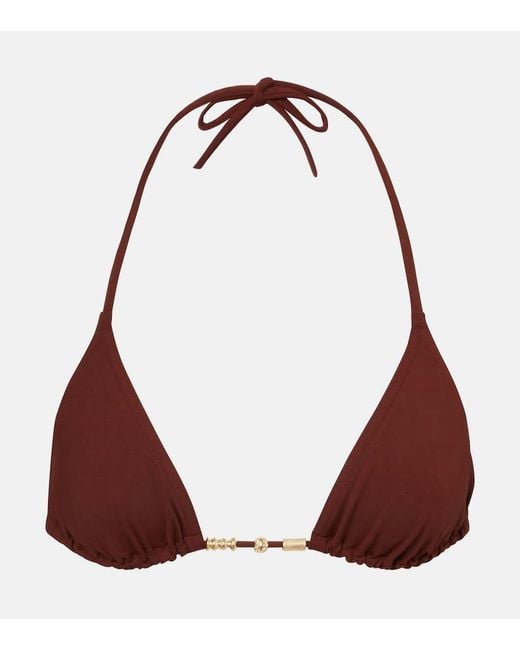Eres Red Ephemere Embellished Bikini Top