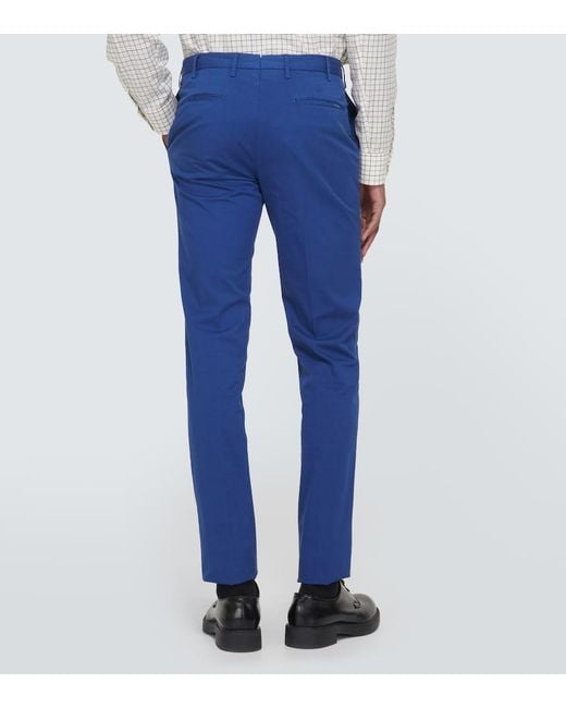 Slowear Blue Cotton-Blend Slim Pants for men