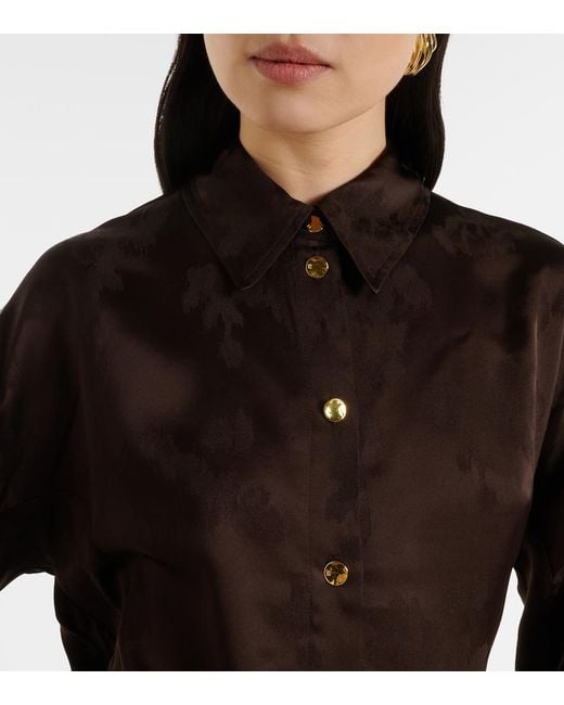Ganni Brown Satin Jacquard Shirt