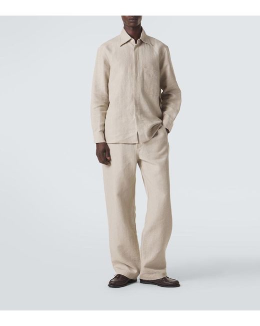 Saman Amel Natural Linen Wide-Leg Pants for men