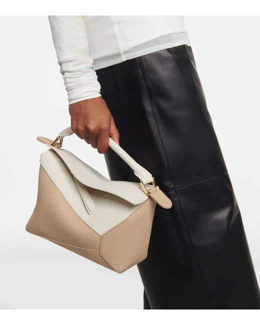 Loewe White Small Puzzle Bag In Classic Calfskin