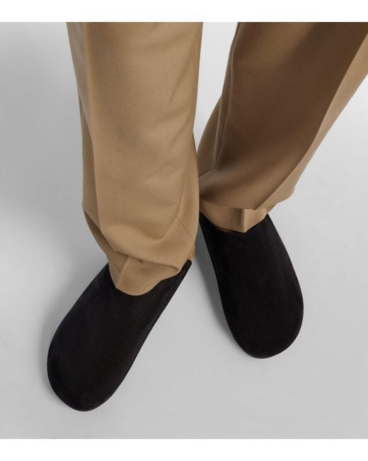 The Row Black Hudson Two Suede Mules