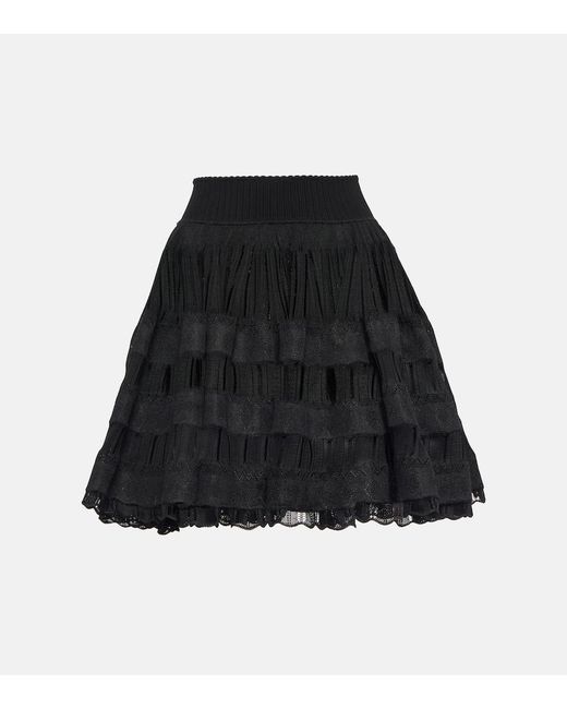 Alaïa Black Courte Raphia Franges Skirt