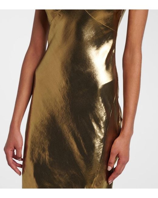 Self-Portrait Yellow Satin Maxi Dresss