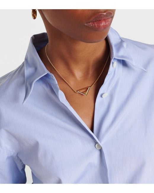 Collar De Cadena Con Logo Prada de color Metallic