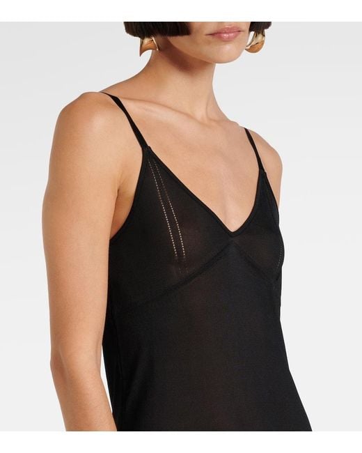 Vestido Lencero De Jersey Saint Laurent de color Black