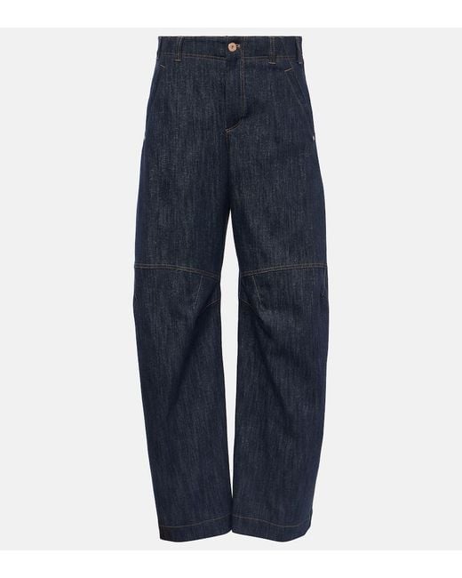 Brunello Cucinelli Blue High-Rise Wide-Leg Jeans