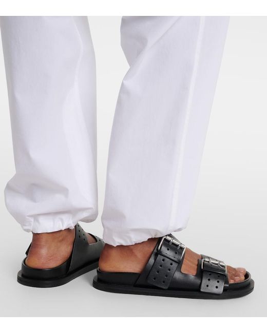 A.Emery Black Leon Leather Slides