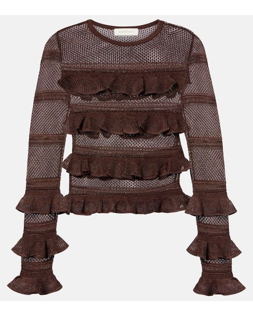 Zimmermann Brown Hypnotic Ruffled Top
