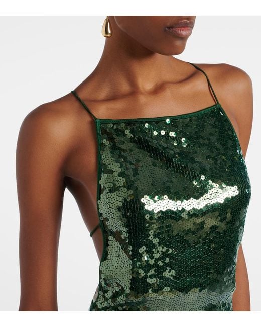 Osree Marylin Sequined Maxi Dress in Green | Lyst