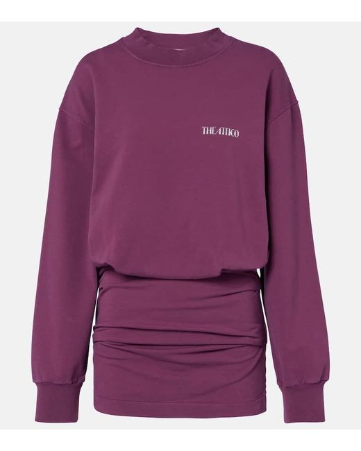 The Attico Purple Minikleid Aus Einem Baumwollgemisch
