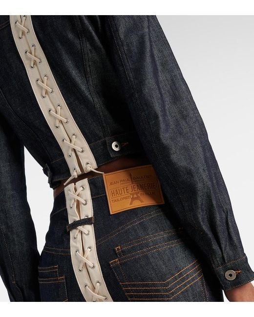 Jean Paul Gaultier Blue Lace-Up Cropped Denim Jacket