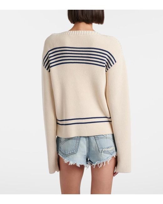 Balenciaga White Striped Cotton Sweater