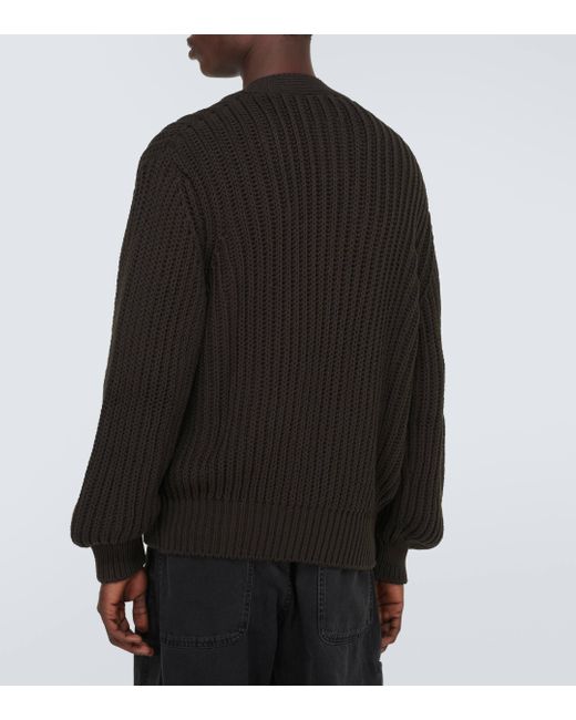 Lemaire Black Ribbed-knit Cotton Cardigan for men