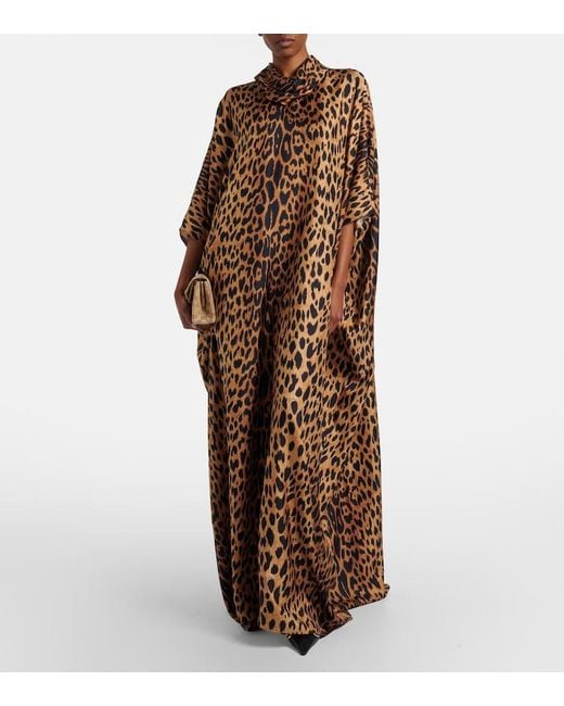 Gucci Brown Leopard-Print Silk Maxi Dress