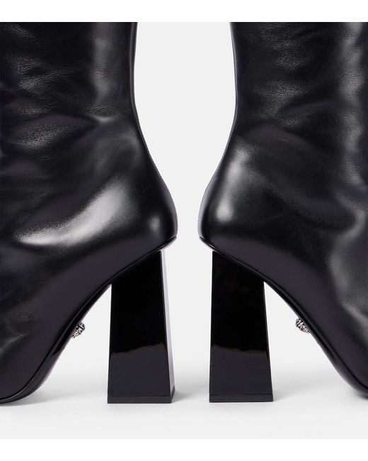 Versace Black Stiefel Gianni Ribbon Aus Leder