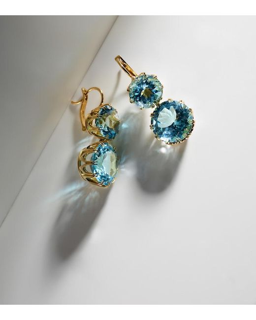 Ileana Makri Blue 18kt Yellow Gold Earrings With Topaz