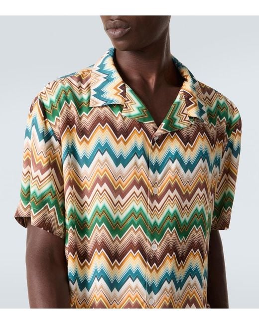 Missoni Green Zigzag Bowling Shirt for men