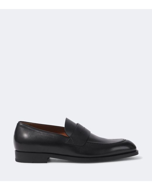 Zegna Black Leather Penny Loafers for men