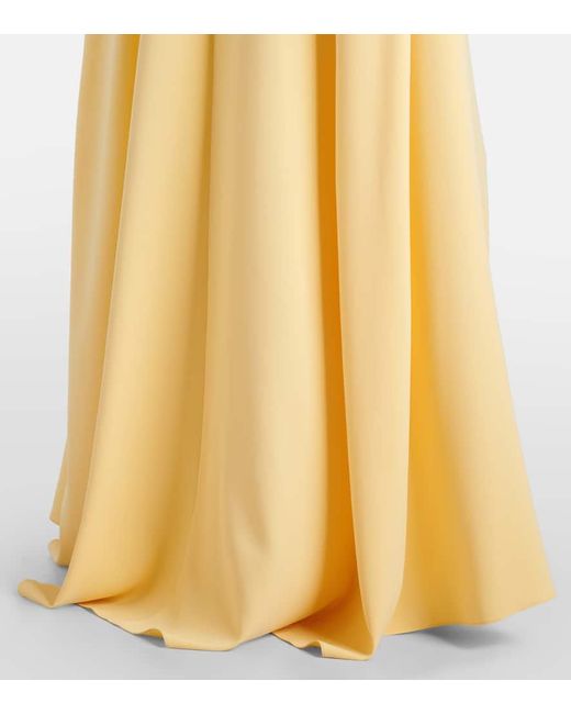 Oscar de la Renta Yellow Caped Silk-Blend Georgette Gown