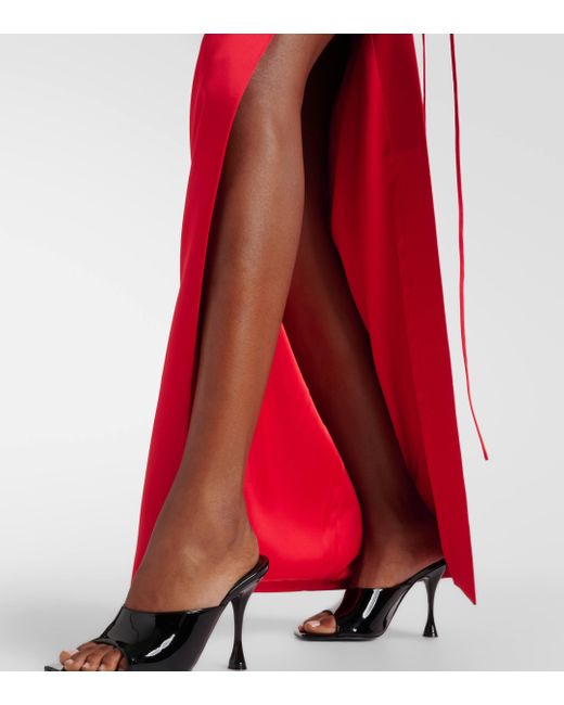 Rasario Red Satin Maxi Skirt