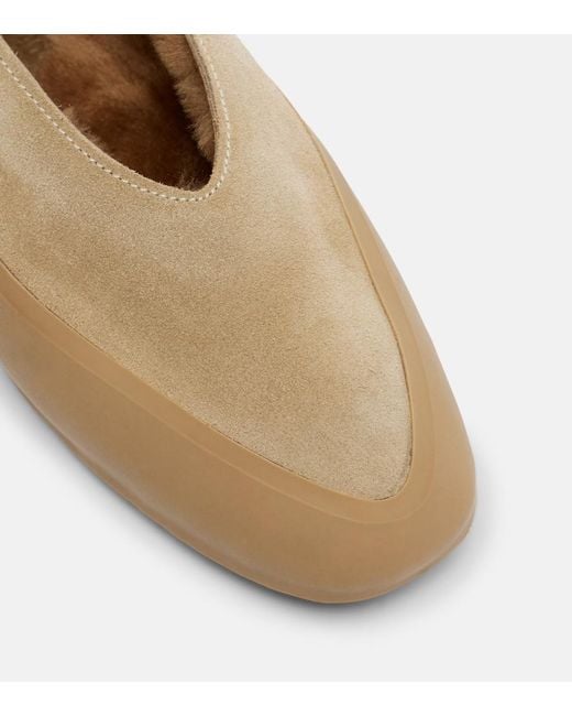 Le Monde Beryl Brown Apres Ski Shearling-Lined Suede Ballet Flats