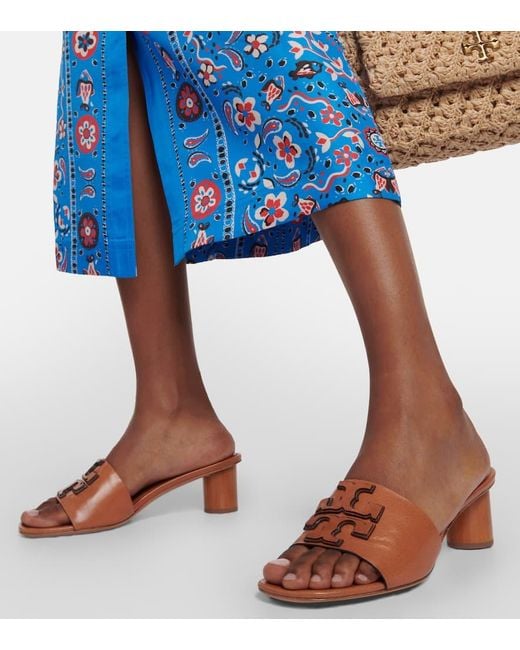 Tory Burch Brown Ines Leather Mules