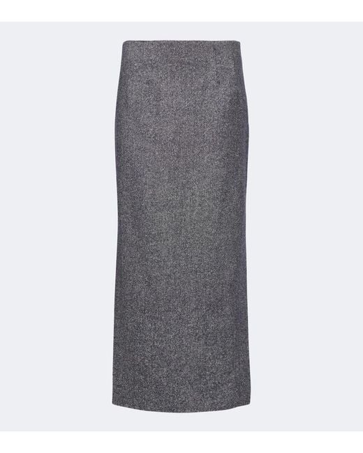 Etro Gray Wool And Silk-Blend Pencil Skirt