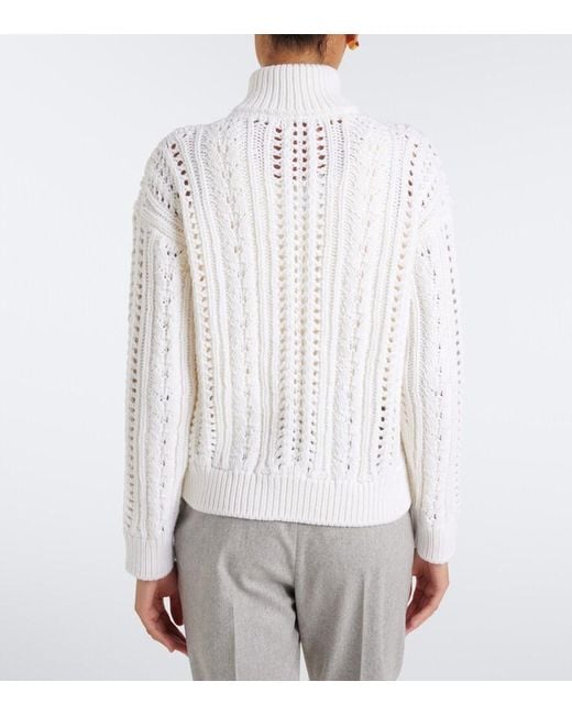 Eleventy White Wool Zip-Up Cardigan