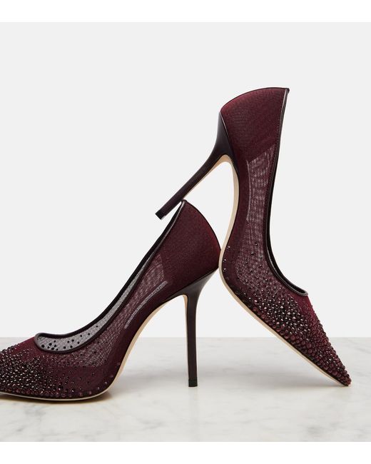 Jimmy Choo Purple Love 100 Crystal-Embellished Pumps