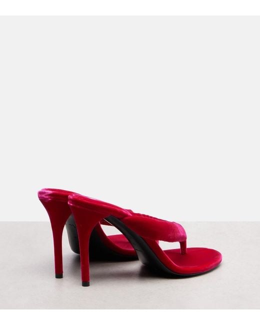 Alaïa Red Velvet Thong Sandals