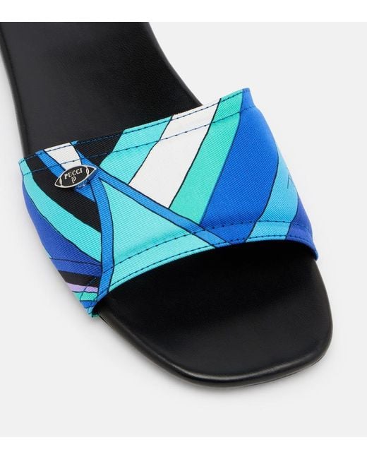 Emilio Pucci Blue Yummy Iride Twill Slides