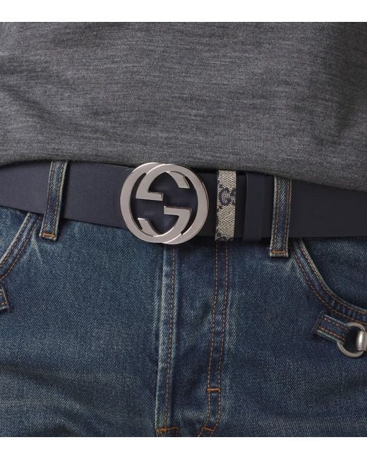 Gucci Gray Gg Canvas Reversible Belt for men