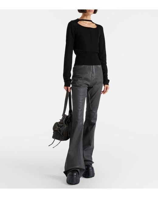 Rick Owens Black Cutout Virgin Wool Top