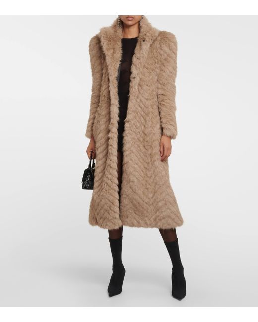 Balenciaga Natural Faux Fur Coat