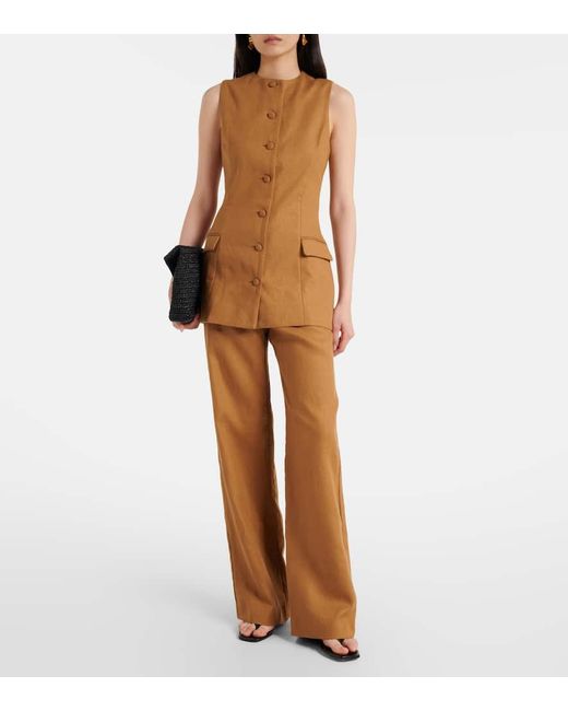 Faithfull The Brand Brown Ilride Linen Wide-Leg Pants
