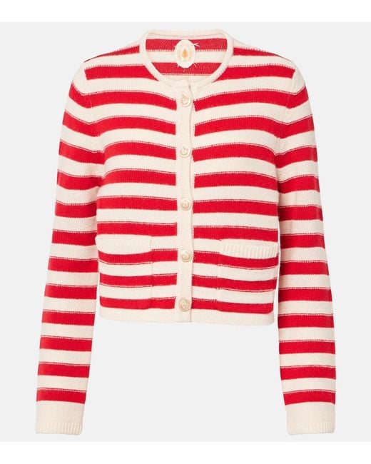 Jardin Des Orangers Red Wool And Cashmere Cardigan