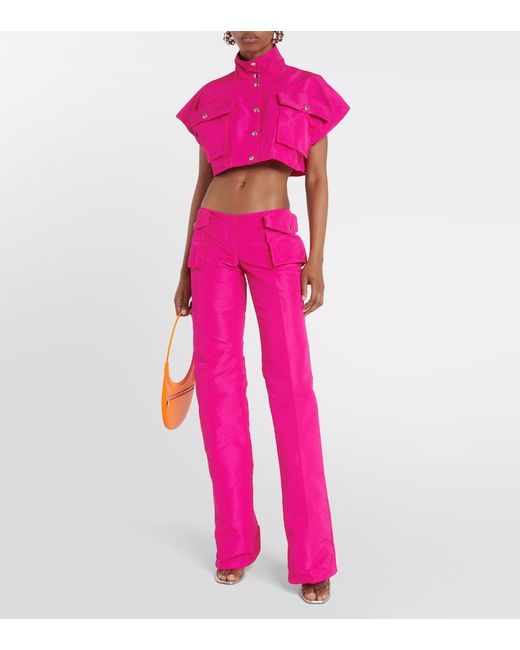 LAQUAN SMITH Pink Cropped Satin Jacket