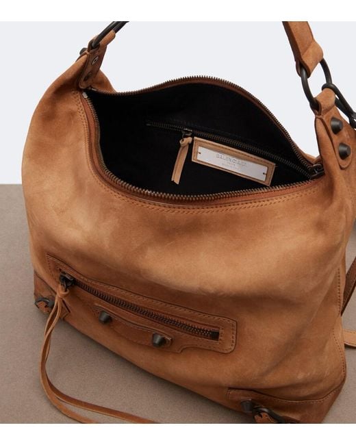 Balenciaga Brown Le City Small Suede Shoulder Bag
